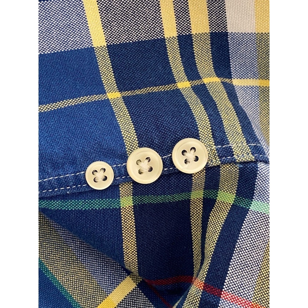 Ralph Lauren Mens 2XL Slim Fit Short Sleeve Plaid Button Down Shirt Blue Yellow - Picture 7 of 8